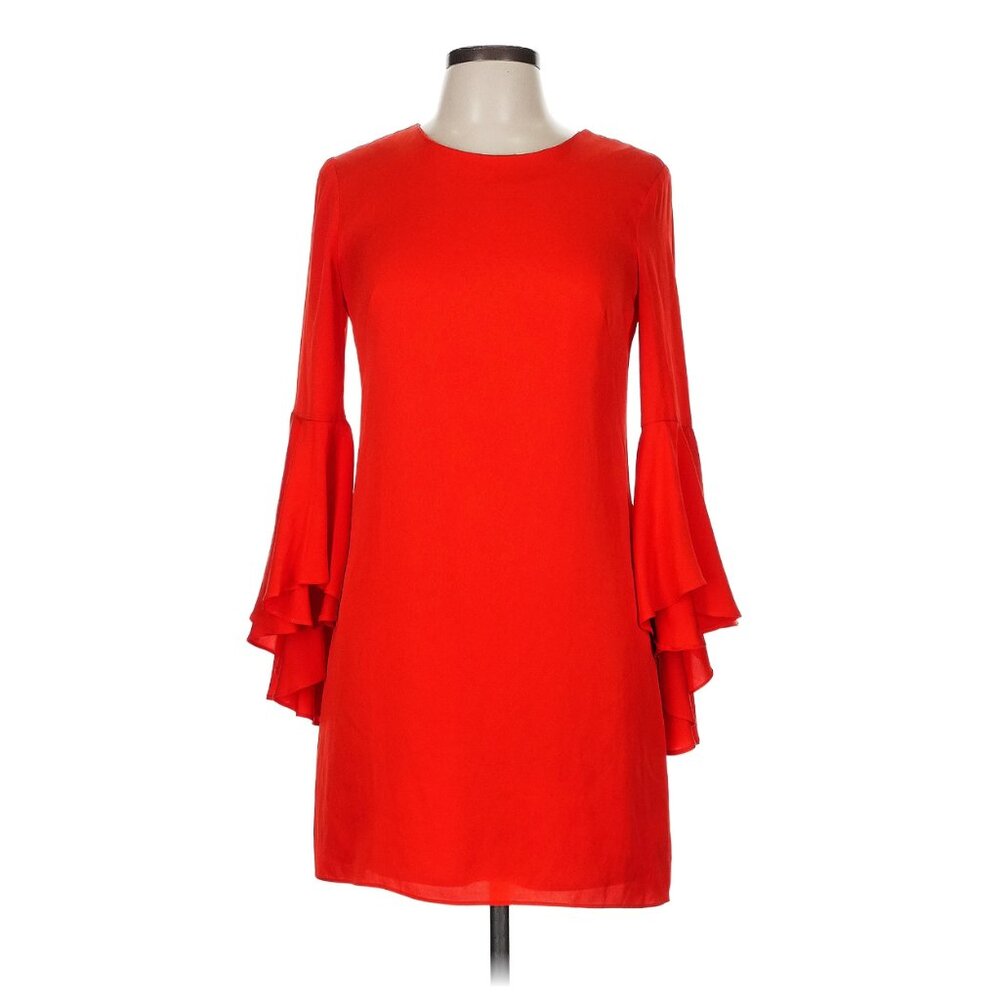 Milly Cocktail Dress - Size 4 - Red, Short, Ruffle Sleeves